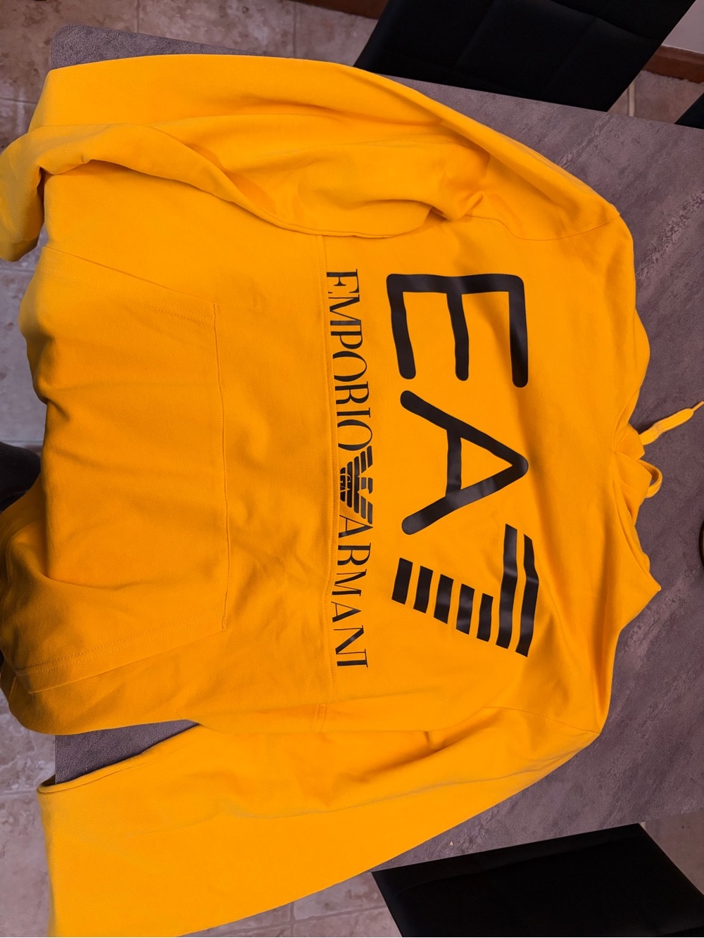 NWT EA7 Emporio Armani Yellow Logo Hoodie Size [XL]